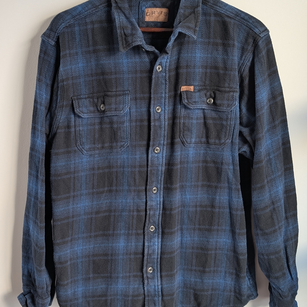 Orvis Classic Collection Flannel Shirt Jacket Men's XL Blue Plaid Lumberjack